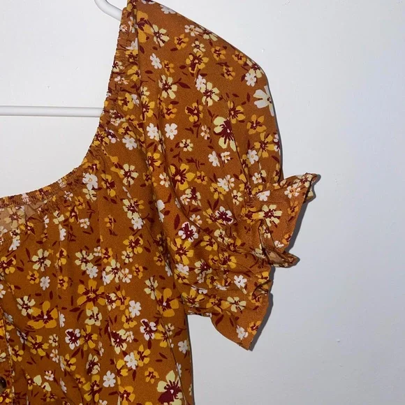 T.J.Maxx Floral Puff Sleeve Blouse - Brown - Picture 4 of 5